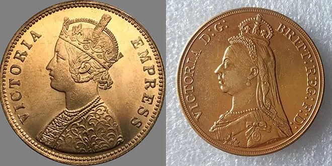 Королева Виктория на монетах