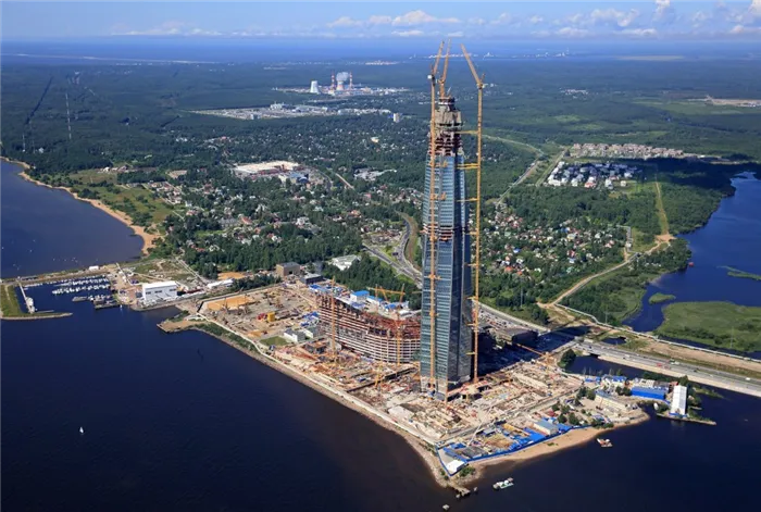 Строительство башни Газпрома