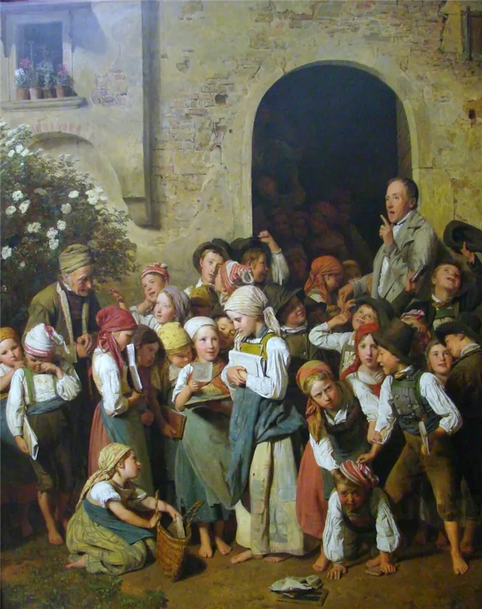 Картина После школы художника Фердинанда Вальдмюллера