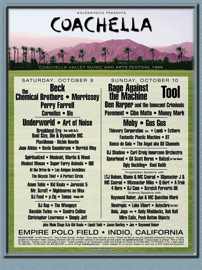 Первый постер фестиваля Coachella, 1999