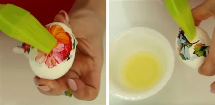 как покрасить яйца в технике декупаж
