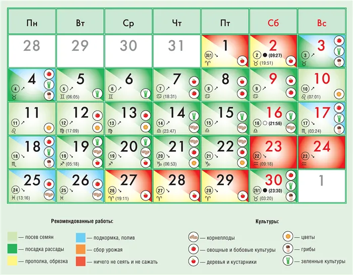 Посевной календарь на апрель 2022 года