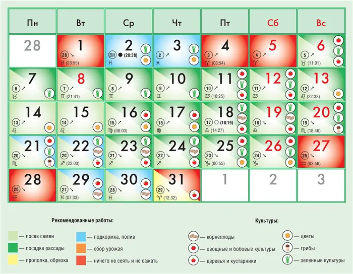 Посевной календарь на март 2022 года