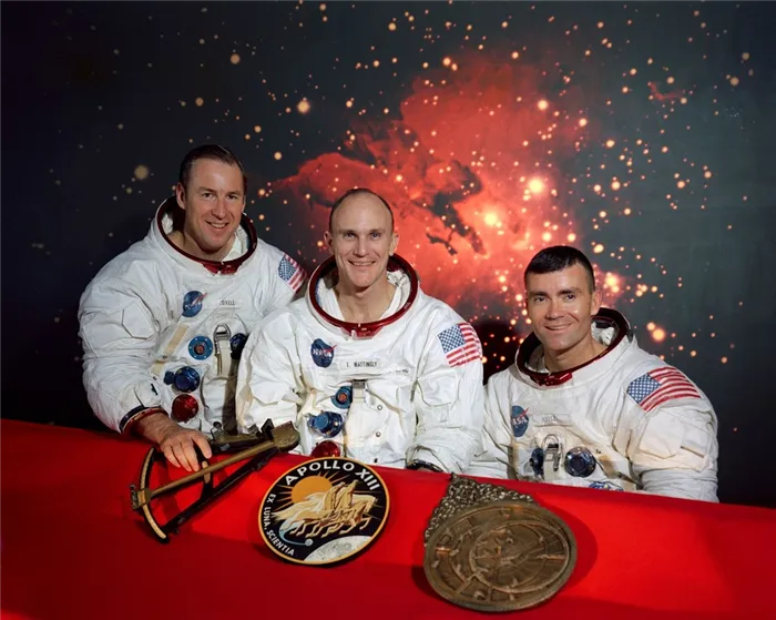 ​Первоначальный основной экипаж космического корабля Apollo 13, слева направо: командир Джеймс Ловелл, пилот командного модуля Томас Маттингли и пилот лунного модуля Фред Хейз; декабрь 1969 года NASA. S69-62224 - «Хьюстон, у нас проблема!» | Warspot.ru