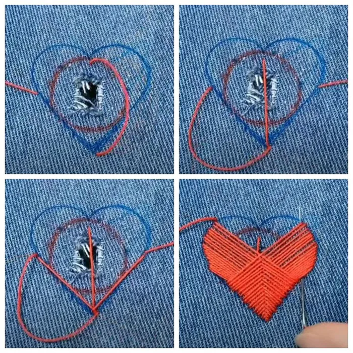 Мастер-класс по зашиванию дырки на одежде заплаткой-сердечком 