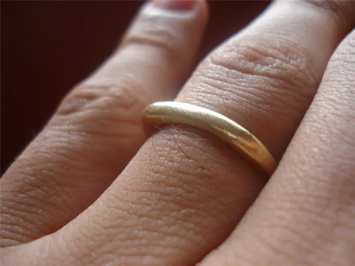 Золотое кольцо на пальце 
