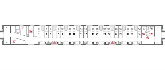 Схема расположения мест в плацкартном вагоне РЖД