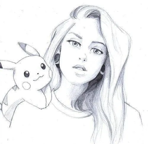 Рисунок девочки с покемоном