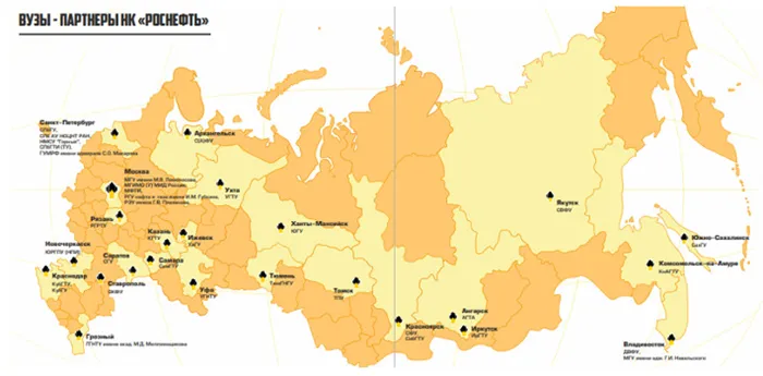 Карта вузов для Роснефти