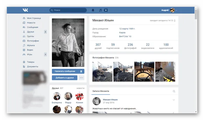 Пример реальной фотографии профиля ВКонтакте