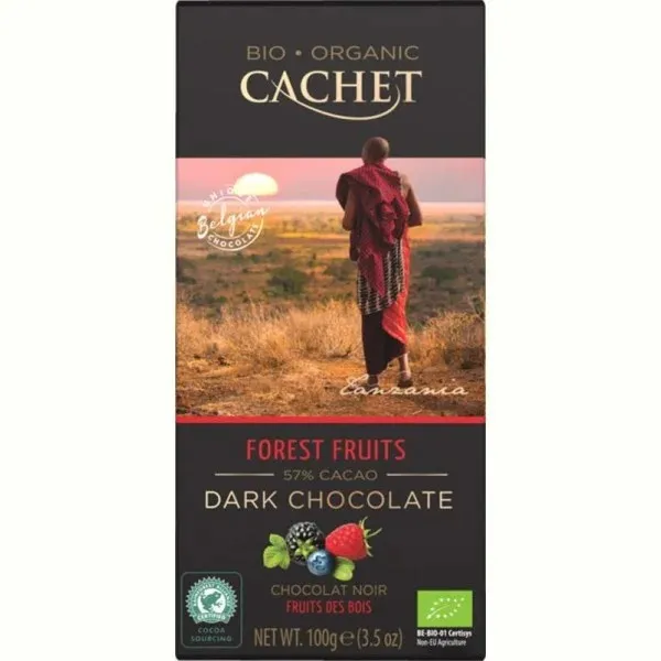 CACHET Bio Organic горький шоколад 57 процентов с лесными ягодами