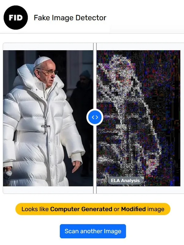 Fake Image Detector предупреждает, что не всякий папа воистину римский