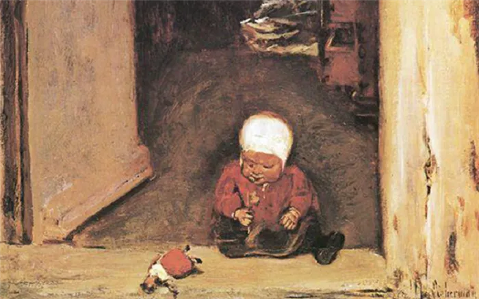 Макс Либерман Ребенок, играющий в дверном проеме (1875)