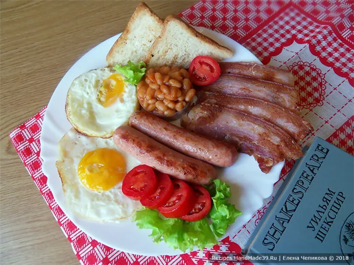 английский завтрак, что едят англичане, печеные бобы, тосты, British breakfast